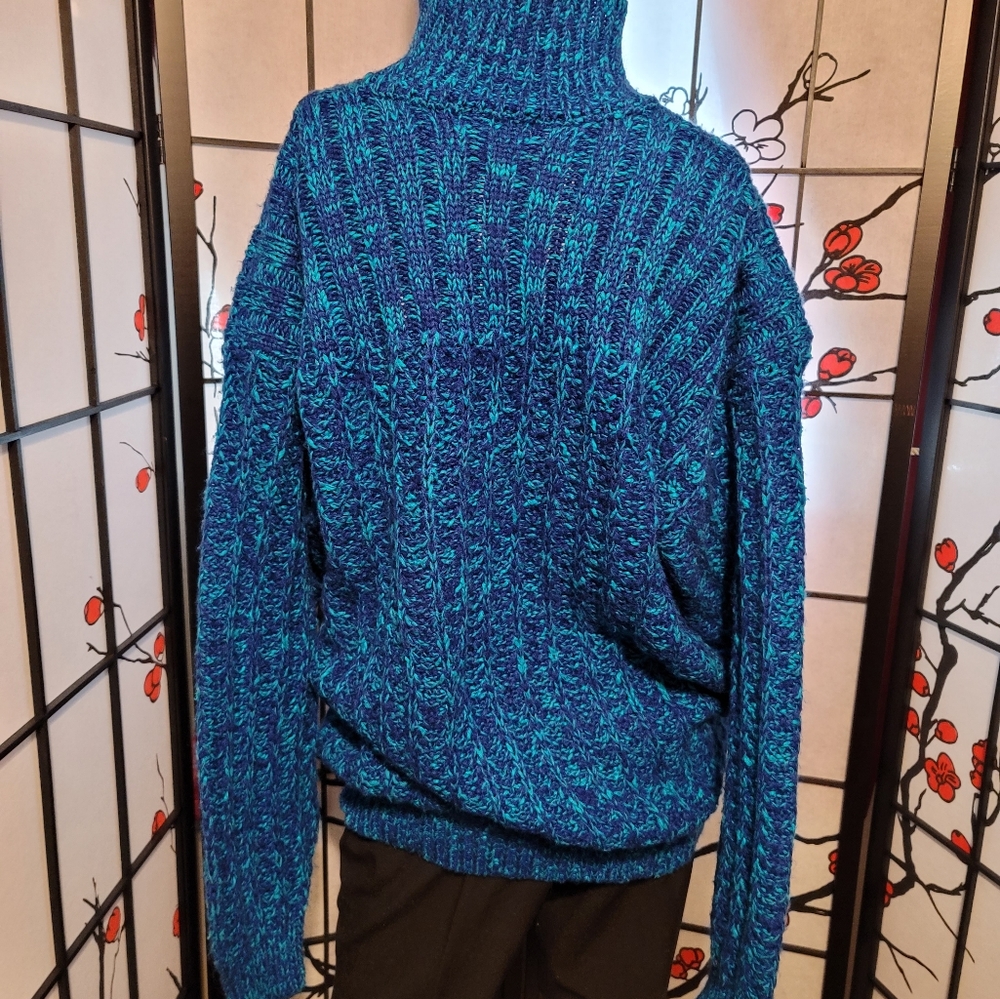 KAREN SCOTT WEAVED DEEP BLUE SOFT COZY CARDIGAN KNIT/SIZE LARGE - Picture 6 of 10